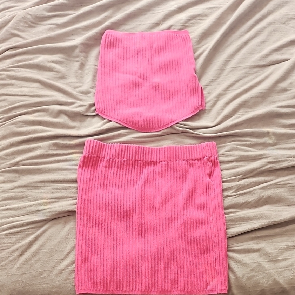 Pink Ribbed 2 Piece Set